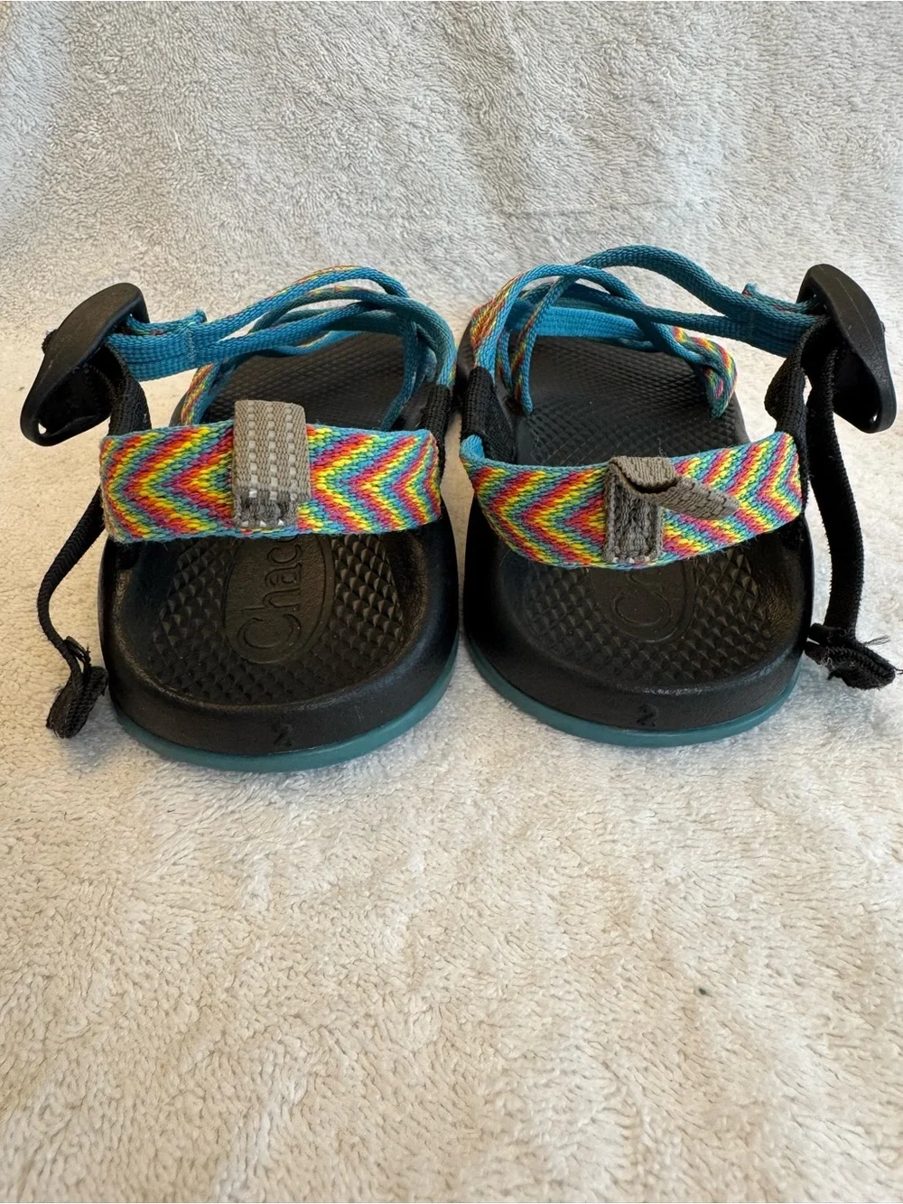 Chaco Kids ZX/1 EcoTread Rainbow Fiesta Blue Double Strap Hiking Sandals Size 2
